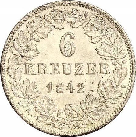 Реверс монеты - 6 крейцеров 1842 года - цена серебряной монеты - Баден, Леопольд