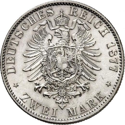 Rewers monety - 2 marki 1877 E "Saksonia" - cena srebrnej monety - Niemcy, Cesarstwo Niemieckie