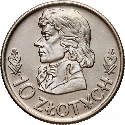 Reverse Pattern 10 Zlotych 1958 KZ EJ "200th Anniversary of the Death of Tadeusz Kosciuszko" Copper-Nickel -  Coin Value - Poland, Peoples Republic