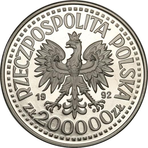 Аверс монеты - Пробные 200000 злотых 1992 года MW ET "Станислав Сташиц" Никель - цена  монеты - Польша, III Республика до деноминации