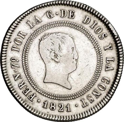 Аверс монеты - 10 реалов 1821 года Sr LT - цена серебряной монеты - Испания, Фердинанд VII