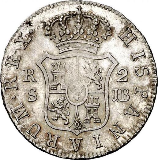 Reverso 2 reales 1828 S JB - valor de la moneda de plata - España, Fernando VII