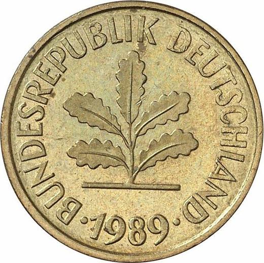 Реверс монеты - 5 пфеннигов 1989 года F - цена  монеты - Германия, ФРГ