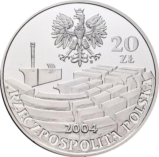 Аверс монеты - 20 злотых 2004 года MW AN "15 лет польскому сенату" - цена серебряной монеты - Польша, III Республика после деноминации