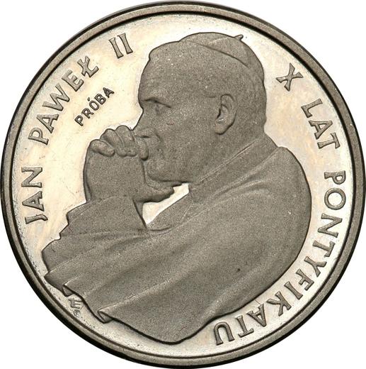 Reverso Pruebas 2000 eslotis 1988 MW ET "Juan Pablo II - 10 años de Pontificado" Níquel - valor de la moneda  - Polonia, República Popular