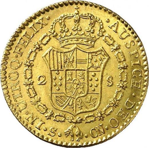 Reverse 2 Escudos 1802 S CN - Gold Coin Value - Spain, Charles IV