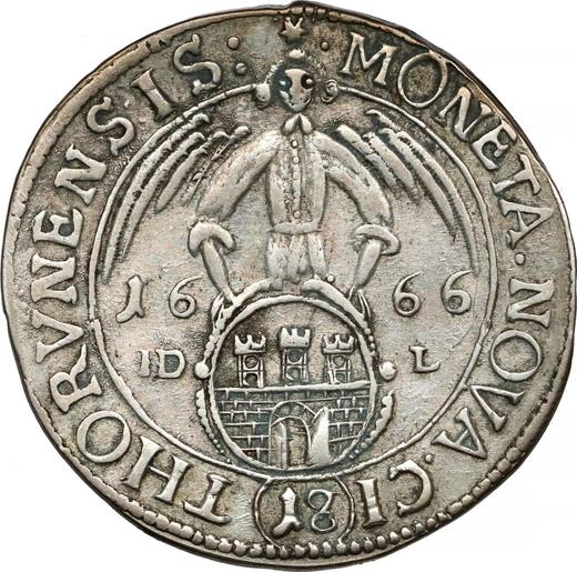 Rewers monety - Ort (18 groszy) 1666 HDL "Toruń" - cena srebrnej monety - Polska, Jan II Kazimierz