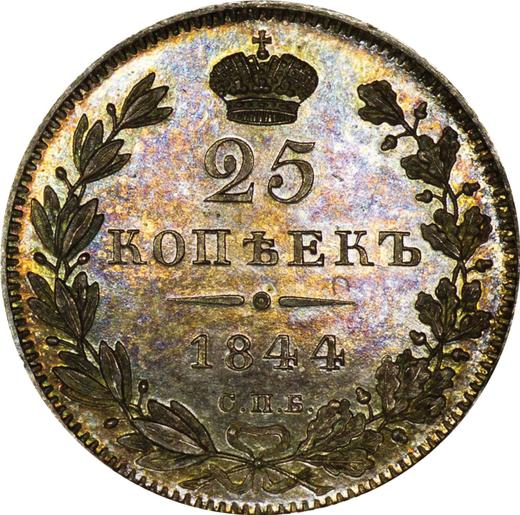 Reverso 25 kopeks 1844 СПБ КБ "Águila 1839-1843" - valor de la moneda de plata - Rusia, Nicolás I