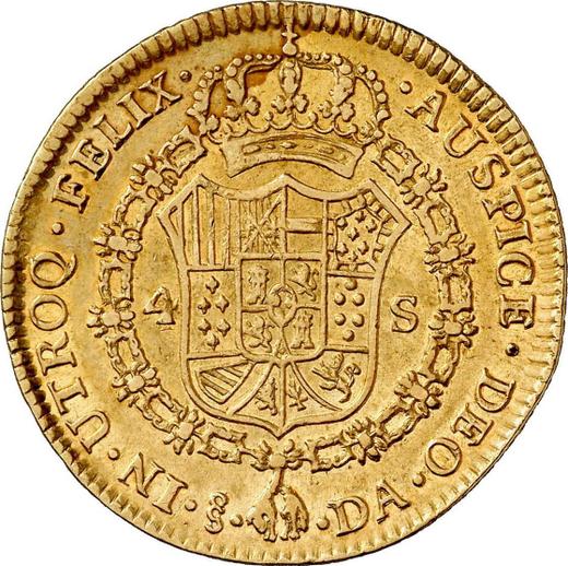 Revers 4 Escudos 1795 So DA - Goldmünze Wert - Chile, Karl IV