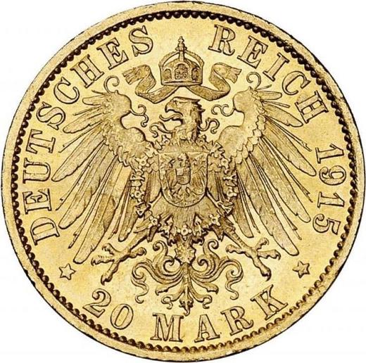 Reverso 20 marcos 1915 A "Prusia" - valor de la moneda de oro - Alemania, Imperio alemán