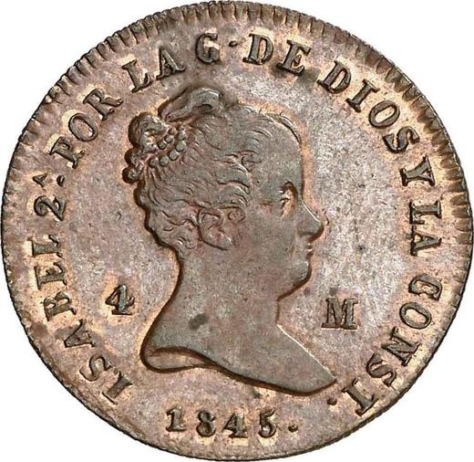 Awers monety - 4 maravedis 1845 Ja - cena  monety - Hiszpania, Izabela II