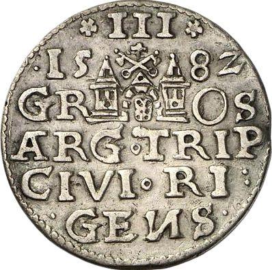 Rewers monety - Trojak 1582 "Ryga" - cena srebrnej monety - Polska, Stefan Batory