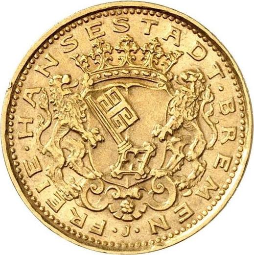 Anverso 10 marcos 1907 J "Bremen" - valor de la moneda de oro - Alemania, Imperio alemán