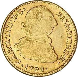 Аверс монеты - 2 эскудо 1798 года So DA - цена золотой монеты - Чили, Карл IV
