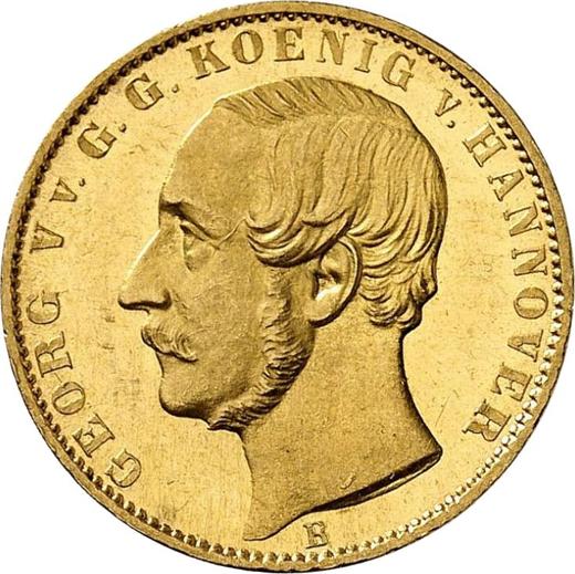 Аверс монеты - 1/2 кроны 1866 года B - цена золотой монеты - Ганновер, Георг V