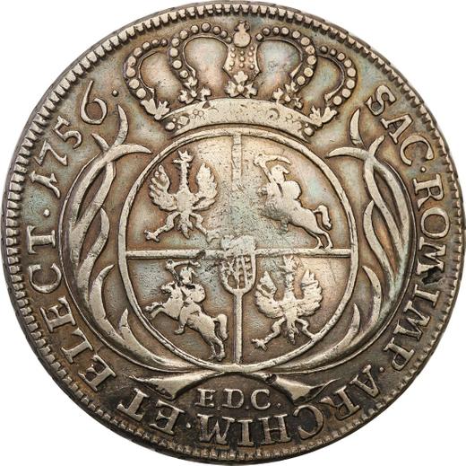 Реверс монеты - Талер 1756 года EDC "Коронный" - цена серебряной монеты - Польша, Август III