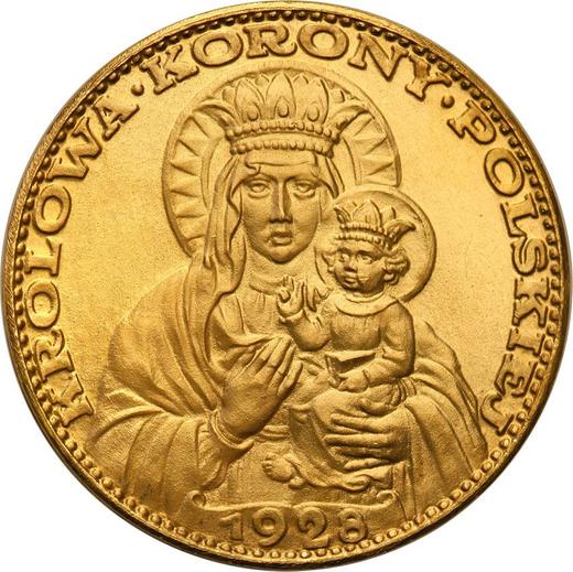 Реверс монеты - Пробные 2 злотых 1928 года "Ченстоховская икона Божией Матери" Золото - цена золотой монеты - Польша, II Республика