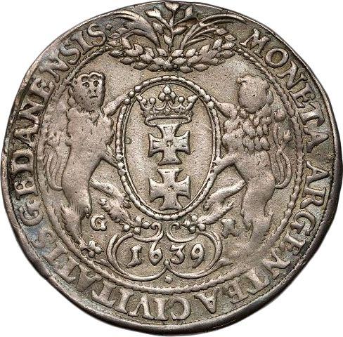 Reverso Medio tálero 1639 GR "Gdańsk" - valor de la moneda de plata - Polonia, Vladislao IV