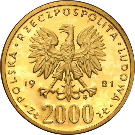 Anverso 2000 eslotis 1981 MW "Vladislao I Herman" Oro - valor de la moneda de oro - Polonia, República Popular