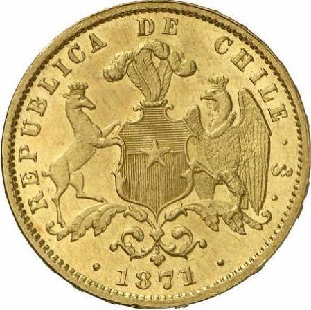 Reverse 10 Pesos 1871 So -  Coin Value - Chile, Republic