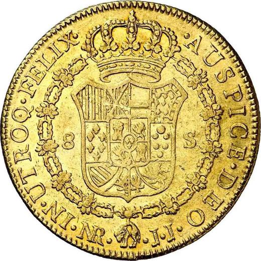 Реверс монеты - 8 эскудо 1793 года NR JJ - цена золотой монеты - Колумбия, Карл IV