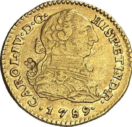 Аверс монеты - 1 эскудо 1789 года NR JJ - цена золотой монеты - Колумбия, Карл IV