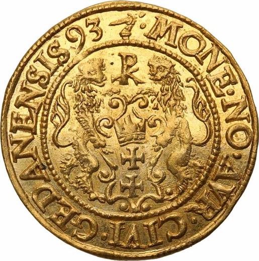 Реверс монеты - Дукат 1593 года "Гданьск" - цена золотой монеты - Польша, Сигизмунд III Ваза
