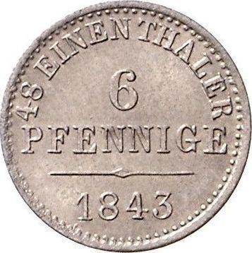 Реверс монеты - 6 пфеннигов 1843 года S - цена серебряной монеты - Ганновер, Эрнст Август