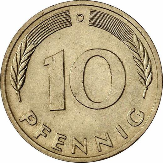 Аверс монеты - 10 пфеннигов 1982 года D - цена  монеты - Германия, ФРГ
