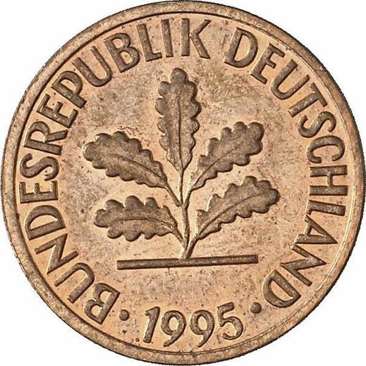 Реверс монеты - 1 пфенниг 1995 года G - цена  монеты - Германия, ФРГ