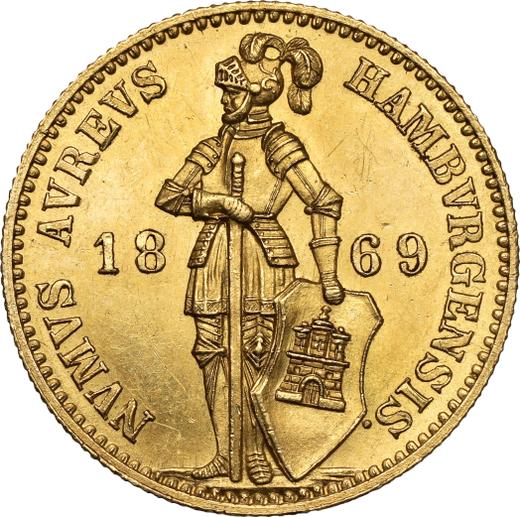 Аверс монеты - Дукат 1869 года B - цена  монеты - Гамбург, Вольный город