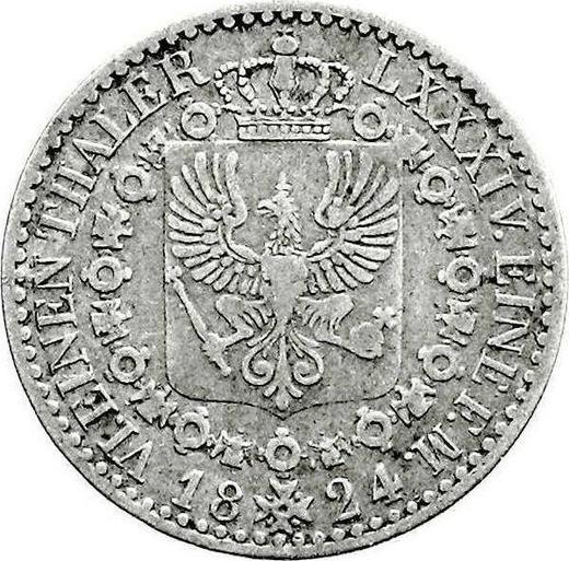 Rewers monety - 1/6 talara 1824 A - cena srebrnej monety - Prusy, Fryderyk Wilhelm III