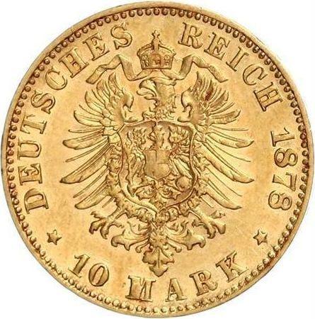 Reverso 10 marcos 1878 H "Hessen" - valor de la moneda de oro - Alemania, Imperio alemán