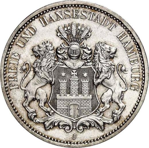 Anverso 3 marcos 1912 J "Hamburg" - valor de la moneda de plata - Alemania, Imperio alemán