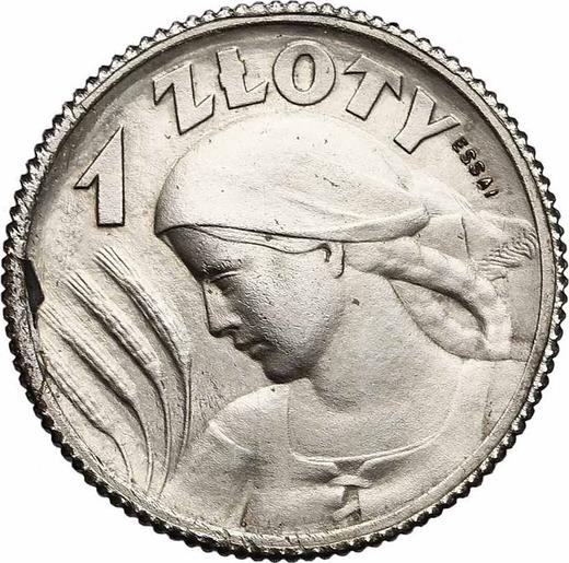 Реверс монеты - Пробный 1 злотый 1924 года "Женщина с колосьями" ESSAI - цена серебряной монеты - Польша, II Республика