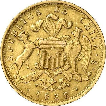 Reverso 10 pesos 1858 So - valor de la moneda  - Chile, República