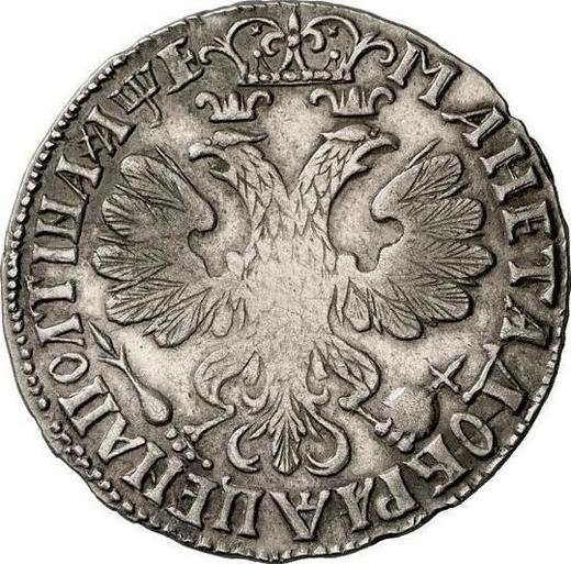 Reverso Poltina (1/2 rublo) ҂АΨE (1705) "Retrato del modelo del año 1706" Águila de viejo modelo - valor de la moneda de plata - Rusia, Pedro I