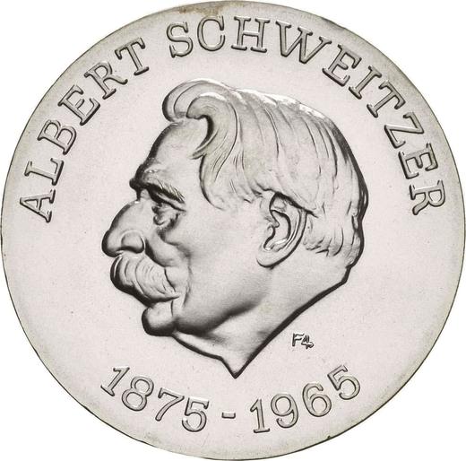 Awers monety - 10 marek 1975 "Albert Schweitzer" - cena srebrnej monety - Niemcy, NRD
