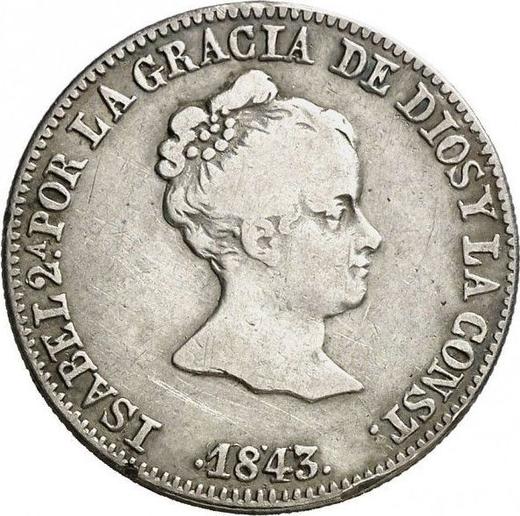 Avers 4 Reales 1843 B CC - Silbermünze Wert - Spanien, Isabella II