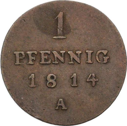 Реверс монеты - 1 пфенниг 1814 года A - цена  монеты - Пруссия, Фридрих Вильгельм III