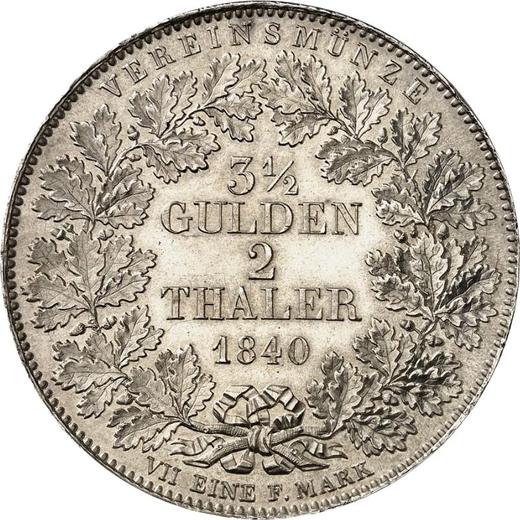 Реверс монеты - 2 талера 1840 года - цена серебряной монеты - Бавария, Людвиг I