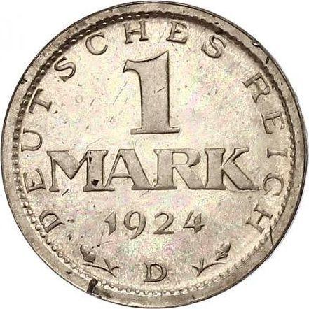 Rewers monety - 1 marka 1924 D "Typ 1924-1925" - cena srebrnej monety - Niemcy, Republika Weimarska