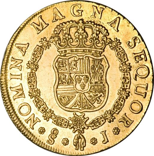 Rewers monety - 8 escudo 1762 So J - cena złotej monety - Chile, Karol III