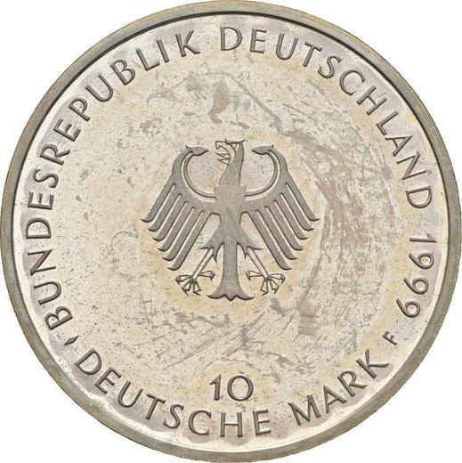 Реверс монеты - 10 марок 1999 года F "Основной закон" - цена серебряной монеты - Германия, ФРГ
