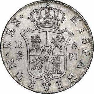 Реверс монеты - 8 реалов 1775 года M PJ - цена серебряной монеты - Испания, Карл III