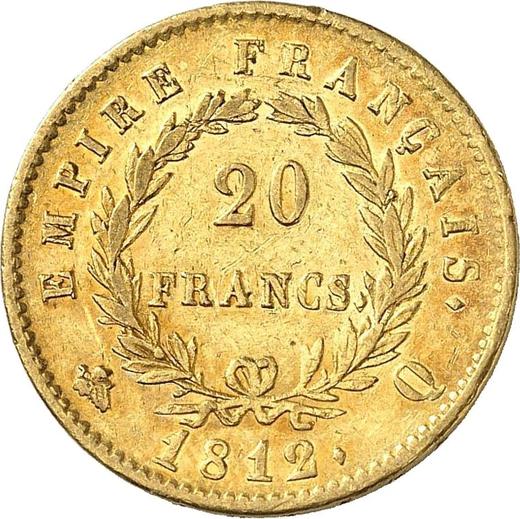 Rewers monety - 20 franków 1812 Q "Typ 1809-1815" Perpignan - cena złotej monety - Francja, Napoleon I