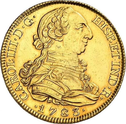 Obverse 8 Escudos 1783 M JD - Gold Coin Value - Spain, Charles III