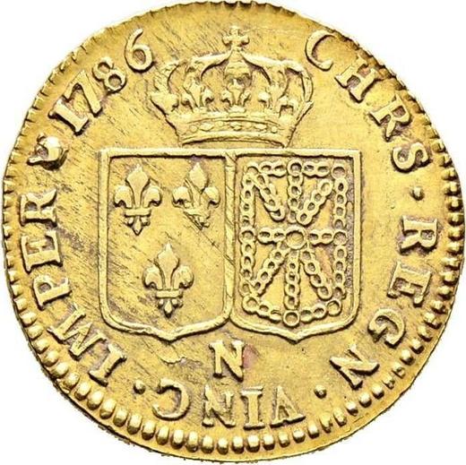 Реверс монеты - Луидор 1786 года N Монпелье - цена золотой монеты - Франция, Людовик XVI