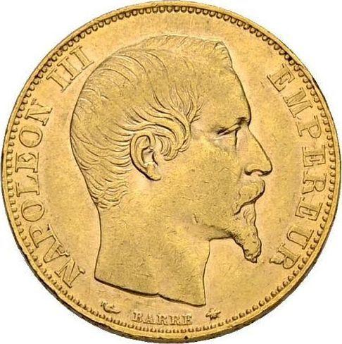 Anverso 20 francos 1856 BB "Tipo 1853-1860" Estrasburgo - valor de la moneda de oro - Francia, Napoleón III Bonaparte