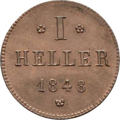 Rewers monety - 1 halerz 1848 - cena  monety - Hesja-Darmstadt, Ludwik III